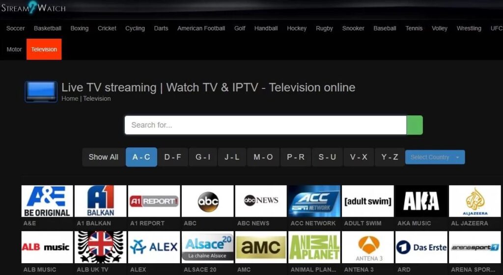 Stream2Watch Free Streaming Interface